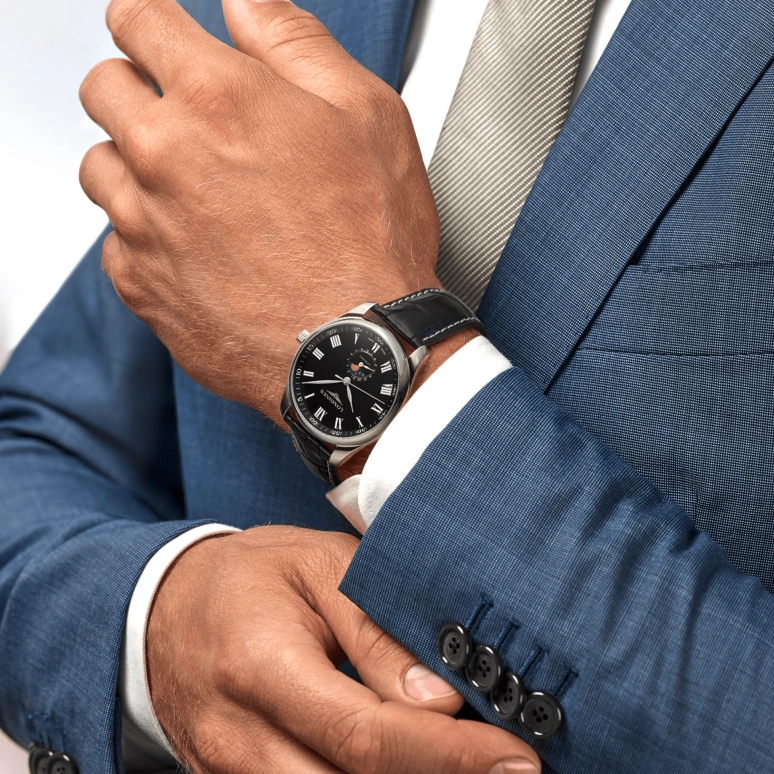 Longines,Master 42mm,42mm,Stainless Steel,Black,Automatic,Moonphase,Date,L2,L2.919.4.51.7