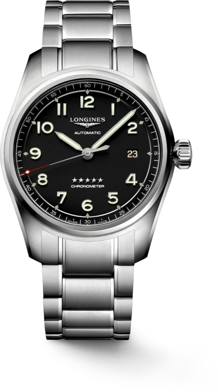Longines,Spirit 40mm,40mm,Stainless Steel,Black,Automatic,Day,64hours,L3,L3.810.4.53.9