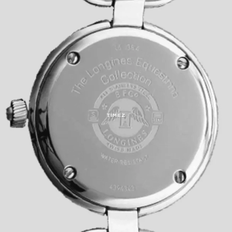 Longines,Equestrian 23.50mm,23.50mm,Stainless Steel,White,Quartz,In-house Caliber,Sapphire,Crystal Glass,L6,L6.129.0.73.6