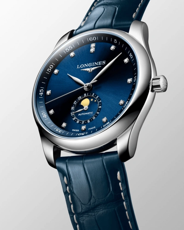 Longines,Master 40mm,40mm,Stainless Steel,Blue,Automatic,Moonphase,Day,L2,L2.909.4.97.0