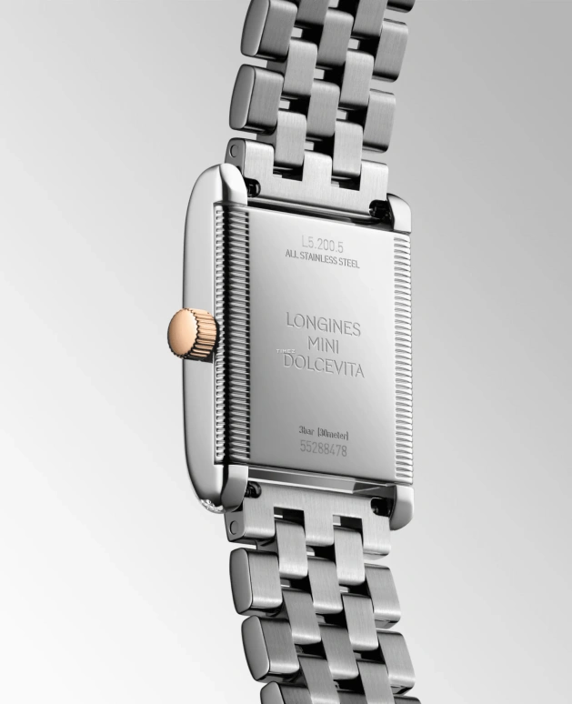 Longines,DolceVita 21.50x29mm,21.50x29mm,Stainless Steel,Rose Gold,White,Quartz,26280hours,In-house Caliber,L5,L5.200.5.79.7
