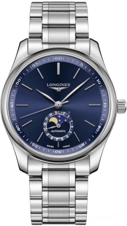Longines,Master 40mm,40mm,Stainless Steel,Blue,Automatic,Moonphase,Day,L2,L2.909.4.92.6
