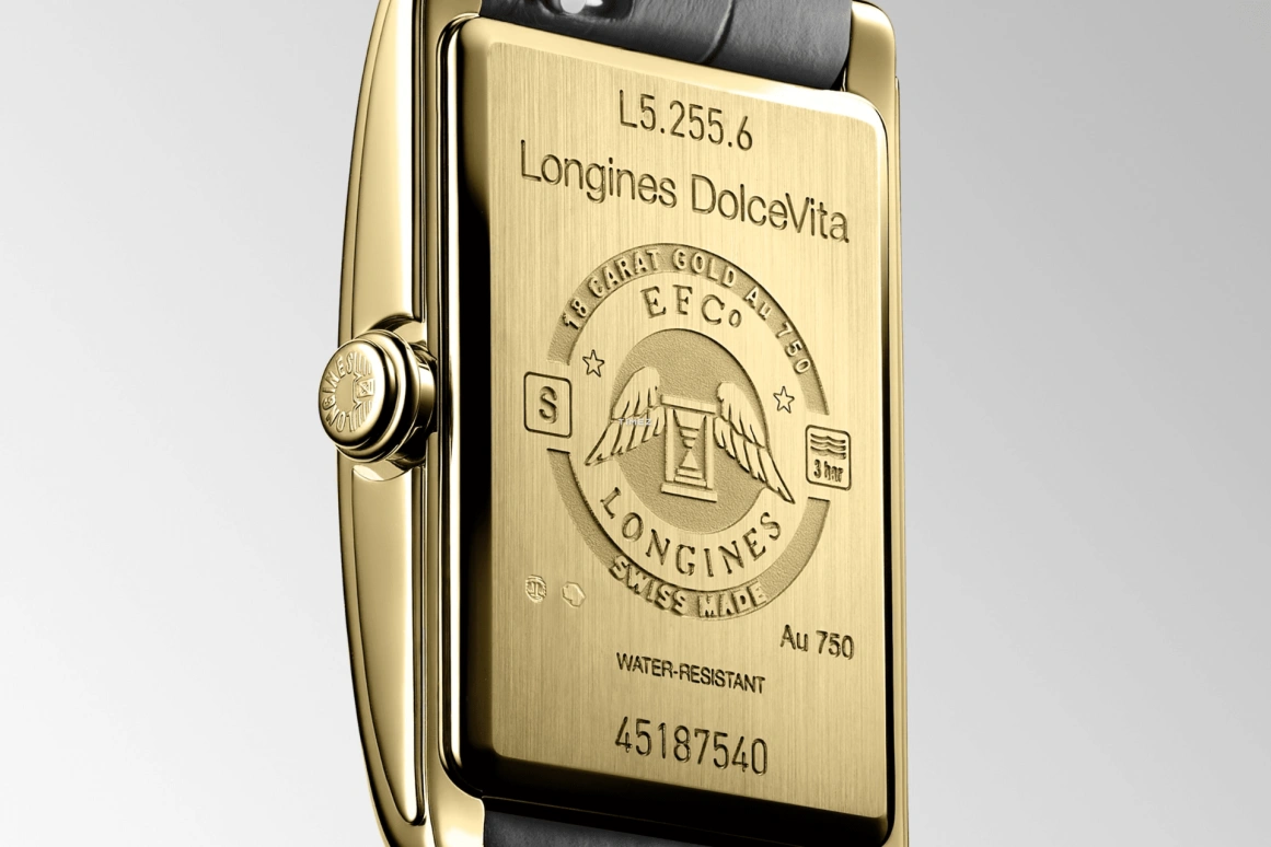 Longines,DolceVita 20.50x32mm,20.50x32mm,Yellow Gold,Smoky Coal,Quartz,26280hours,In-house Caliber,L5,L5.255.6.75.2