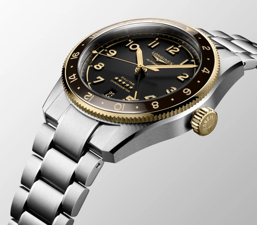 Longines,Spirit 39mm,39mm,Stainless Steel,Black,Automatic,Day,Dule Time,L3,L3.802.5.53.6