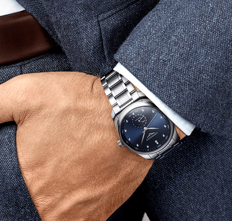 Longines,Master 40mm,40mm,Stainless Steel,Blue,Automatic,Moonphase,Day,L2,L2.909.4.97.6