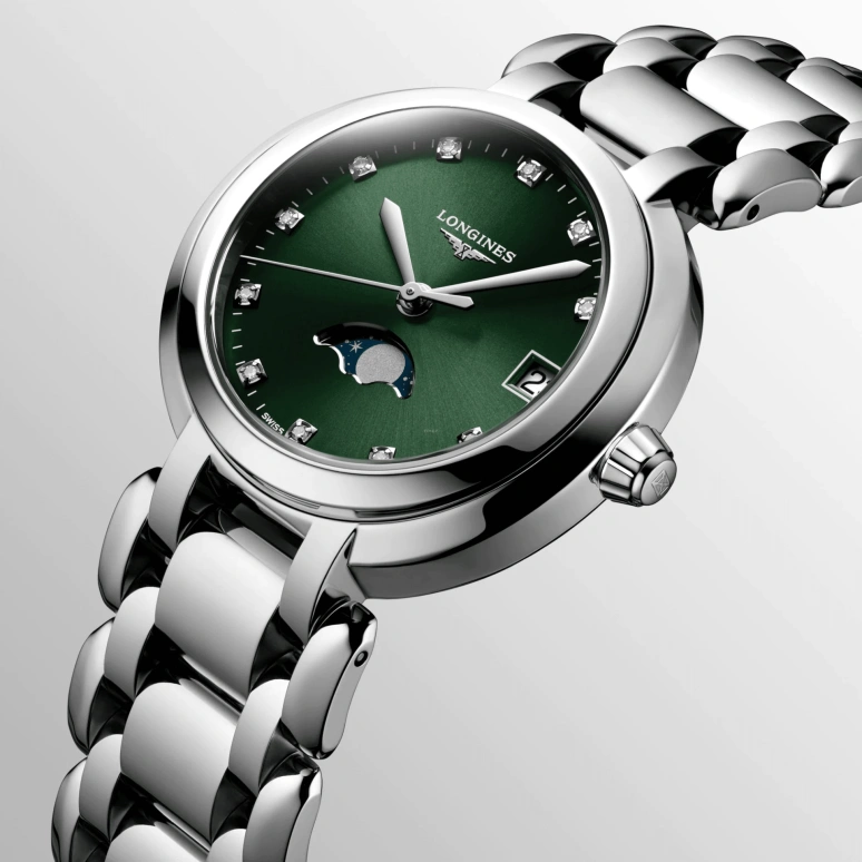 Longines,Elegant 30.50mm,30.50mm,Stainless Steel,Olive Green,Quartz,In-house Caliber,Sapphire,L8,L8.115.4.67.6
