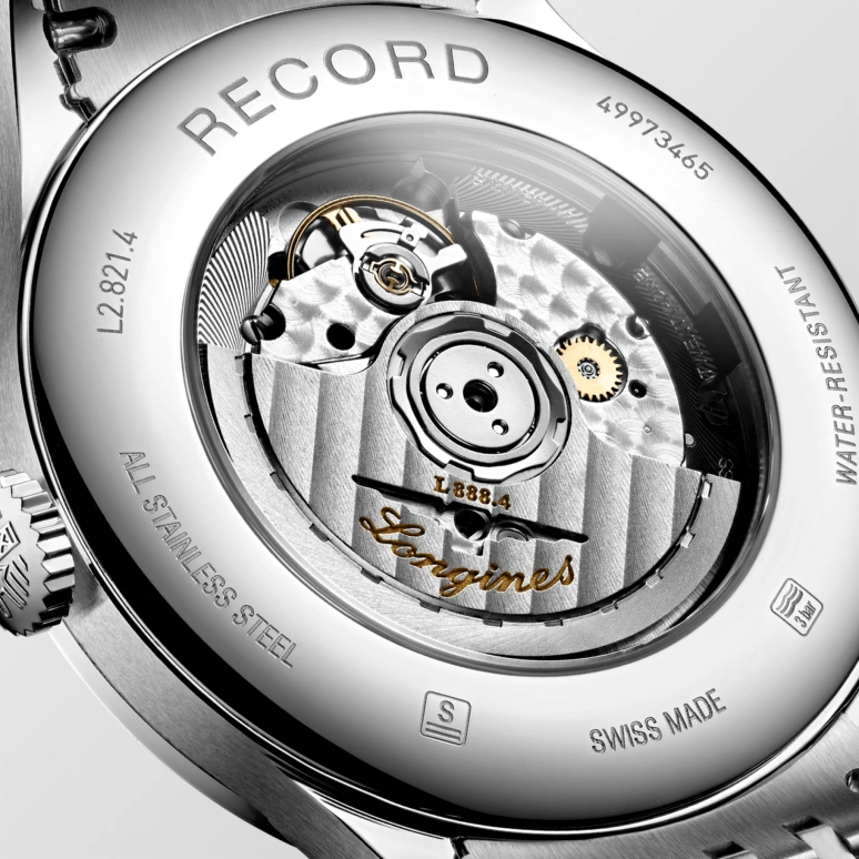 Longines,Record 40mm,40mm,Stainless Steel,White,Automatic,Date,64hours,L2,L2.821.4.11.6
