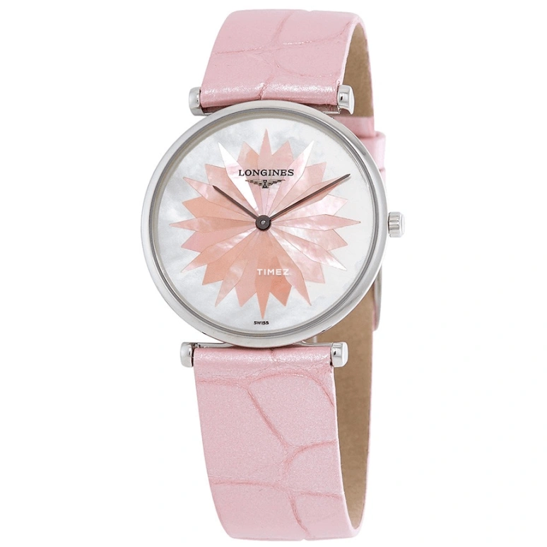 Longines,Elegant 29mm,29mm,Stainless Steel,Pink,White,Quartz,In-house Caliber,Sapphire,L4,L4.512.4.04.2
