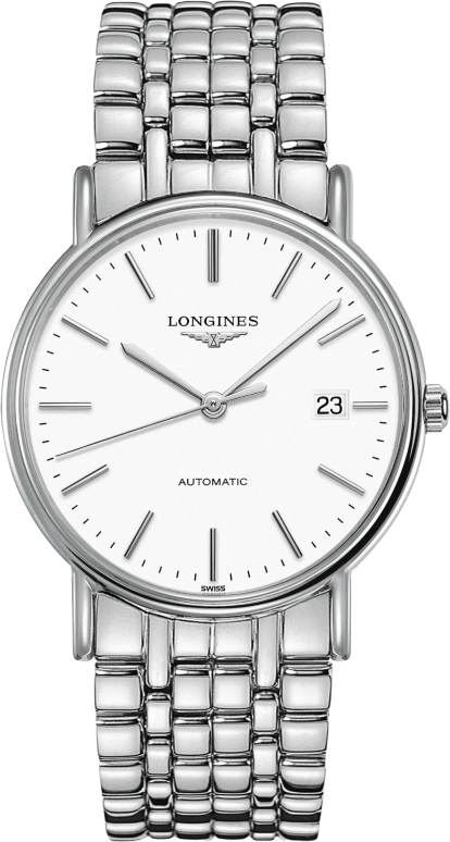 Longines,Presence 38.50mm,38.50mm,Stainless Steel,White,Automatic,Date,65hours,L4,L4.921.4.12.6