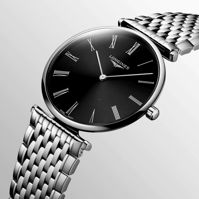 Longines,Elegant 38mm,38mm,Stainless Steel,Black,Quartz,In-house Caliber,Sapphire,L4,L4.866.4.51.6
