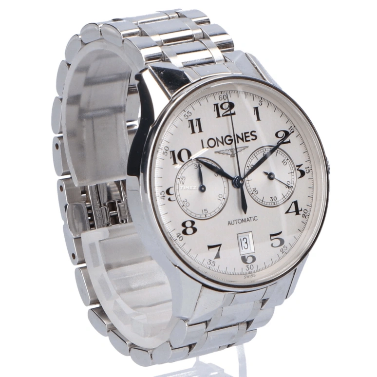 Longines,Master 40.10mm,40.10mm,Stainless Steel,White,Automatic,Chronograph,Day,L2,L2.650.4.73.7
