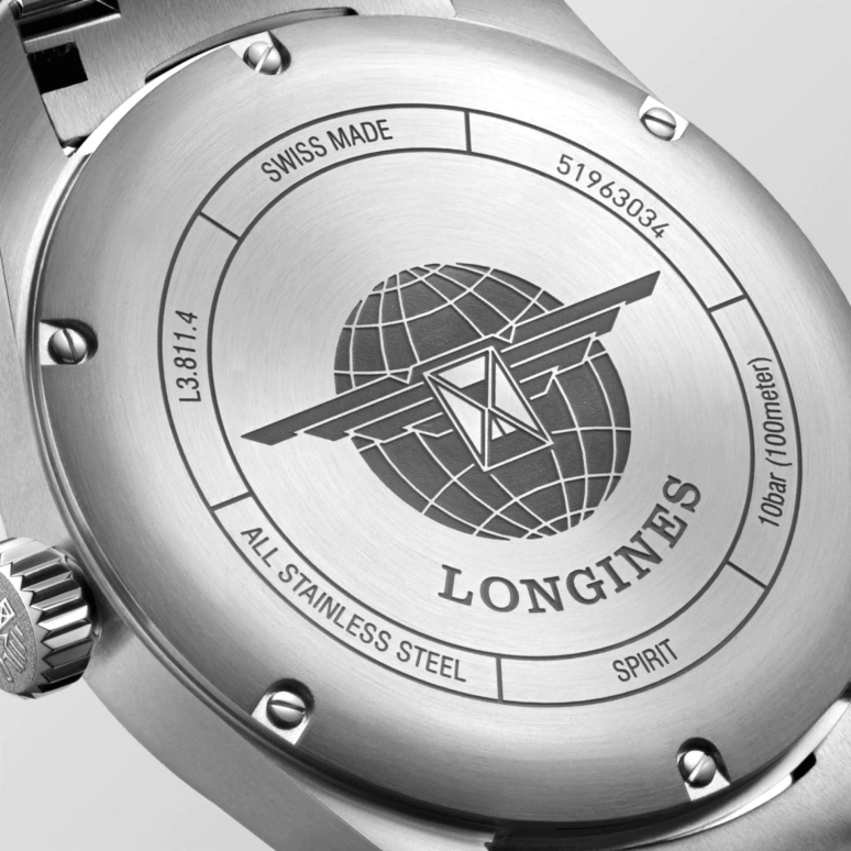 Longines,Spirit 42mm,42mm,Stainless Steel,Silver,Automatic,Date,64hours,L3,L3.811.4.73.6