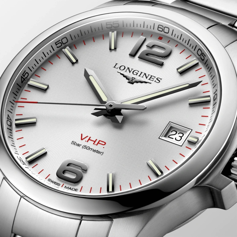Longines,Conquest V.H.P. 41mm,41mm,Stainless Steel,Silver,Quartz,Date,In-house Caliber,L3,L3.716.4.76.6