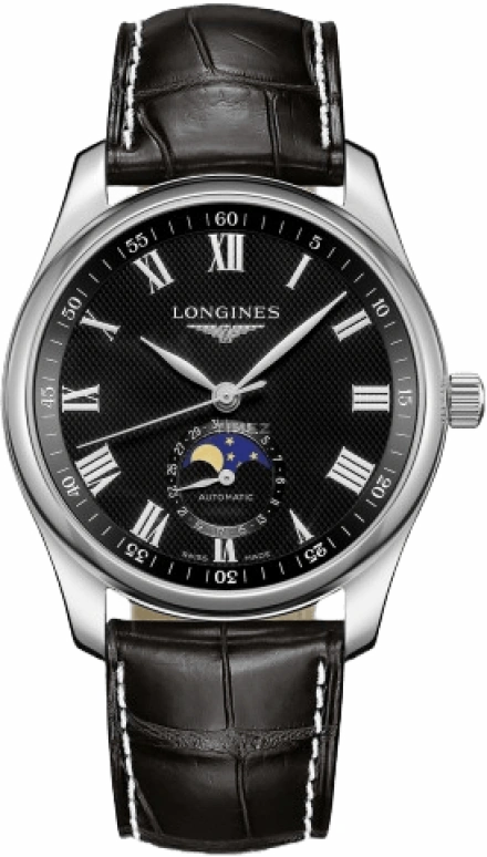 Longines,Master 40mm,40mm,Stainless Steel,Black,Automatic,Moonphase,Day,L2,L2.909.4.51.7