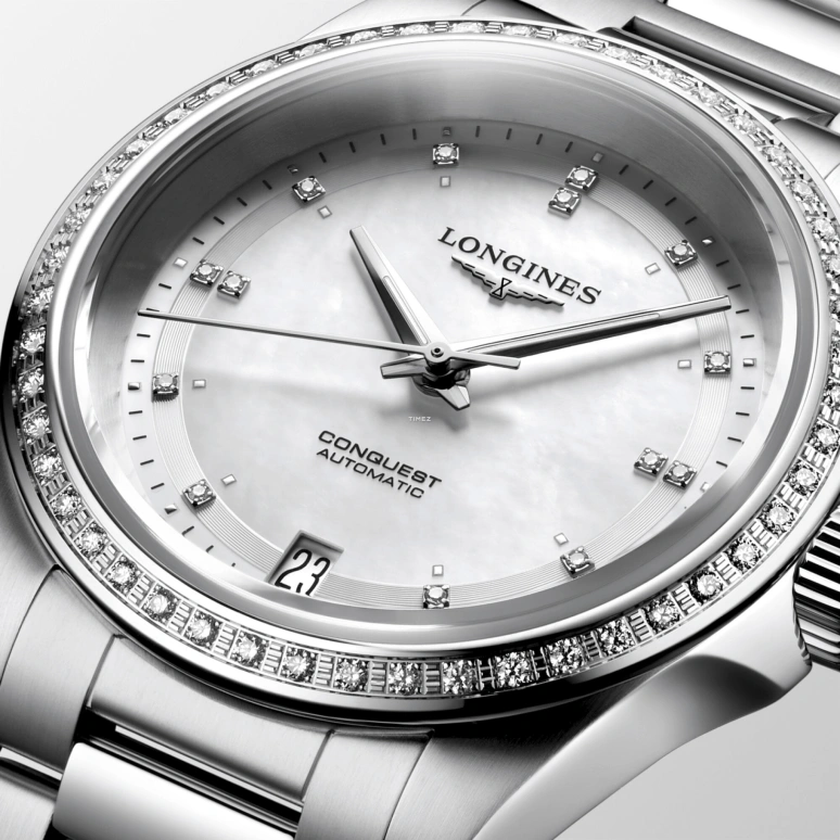 Longines,Conquest 34mm,34mm,Stainless Steel,White,Automatic,Day,72hours,L3,L3.430.0.87.6