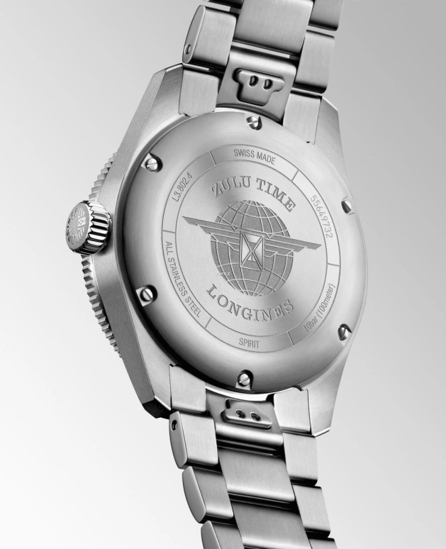 Longines,Spirit 39mm,39mm,Stainless Steel,Black,Automatic,Day,Dule Time,L3,L3.802.4.63.6