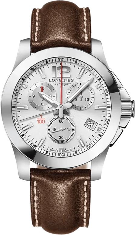 Longines,Conquest 41mm,41mm,Stainless Steel,Silver,Quartz,Chronograph,Day,L3,L3.700.4.76.4