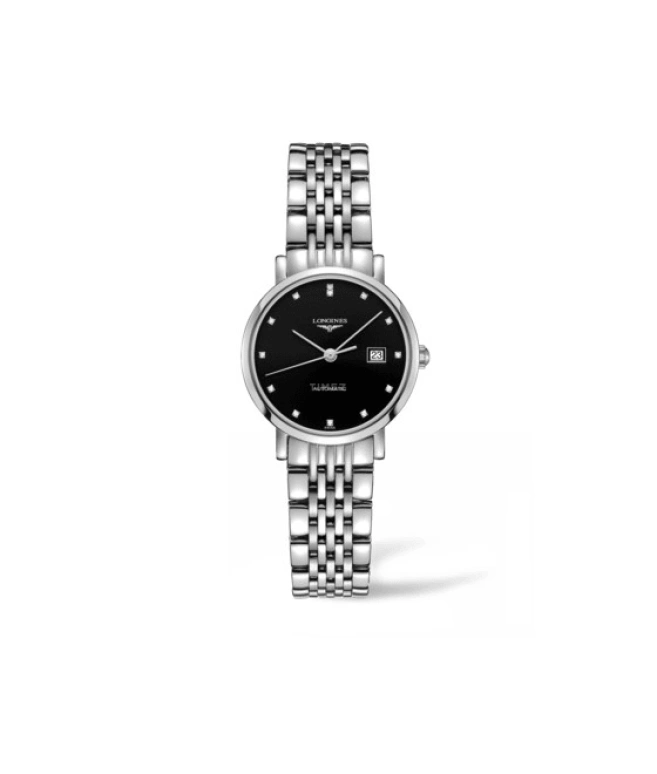 Longines,Elegant 29mm,29mm,Stainless Steel,Black,Automatic,Date,40hours,L4,L4.310.4.57.6