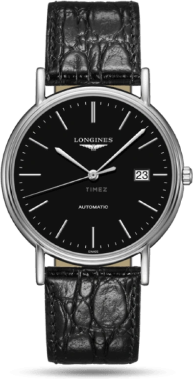 Longines,Presence 38.50mm,38.50mm,Stainless Steel,Black,Automatic,Date,65hours,L4,L4.921.4.52.2