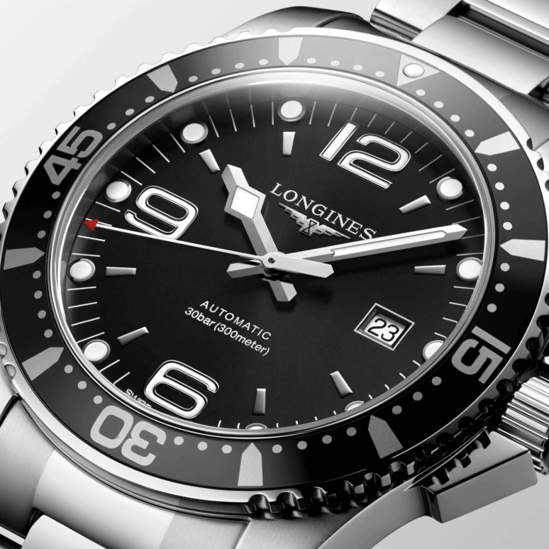 Longines,HydroConquest 44mm,44mm,Stainless Steel,Black,Automatic,Date,65hours,L3,L3.841.4.56.6