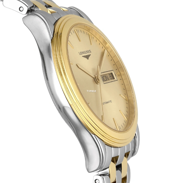 Longines,Flagship 38.50mm,38.50mm,Stainless Steel,Gold,Automatic,Date,Day,L4,L4.899.3.32.7