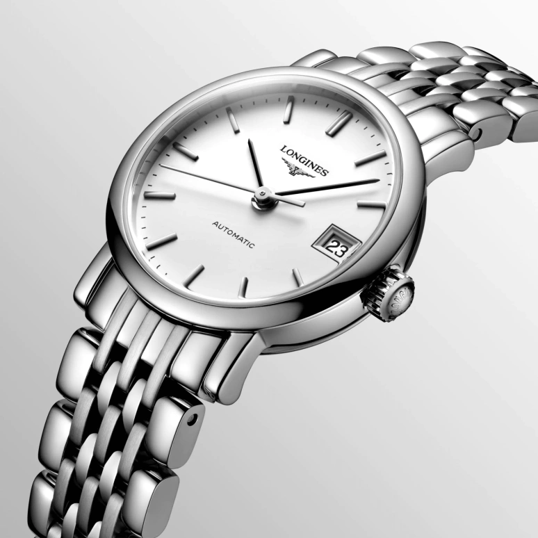 Longines,Elegant 25.50mm,25.50mm,Stainless Steel,White,Automatic,Date,40hours,L4,L4.309.4.12.6