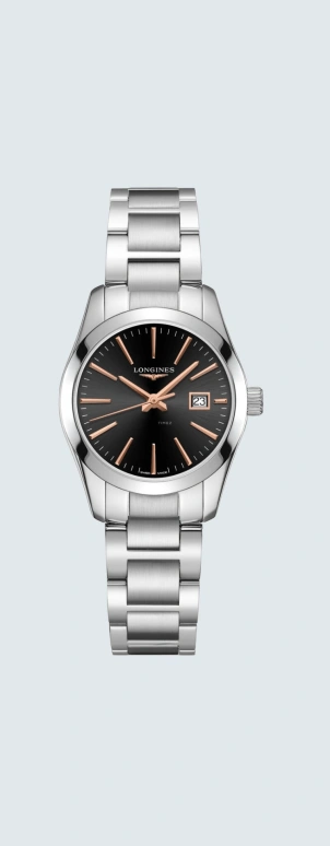 Longines,Conquest Classic 29.50mm,29.50mm,Stainless Steel,Black,Quartz,Date,Jumping Minutes,L2,L2.286.4.52.6