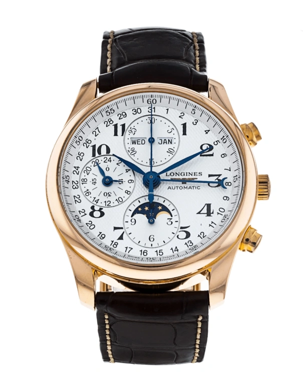 Longines,Master 40mm,40mm,Pink Gold,Beige,Automatic,Chronograph,Moonphase,Month,Date,42hours,In-house Caliber,L2,L2.673.8.78.3