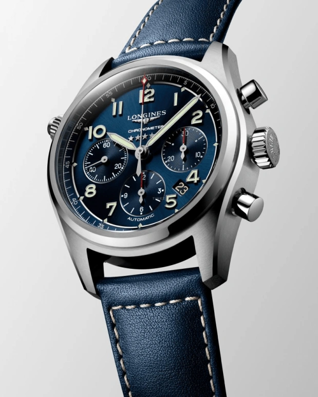 Longines,Spirit 42mm,42mm,Stainless Steel,Blue,Automatic,Chronograph,Date,Column Wheel,L3,L3.820.4.93.0
