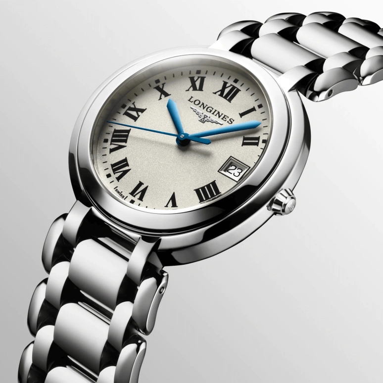 Longines,PrimaLuna 34mm,34mm,Stainless Steel,Silver,Quartz,Date,26280hours,L8,L8.114.4.71.6
