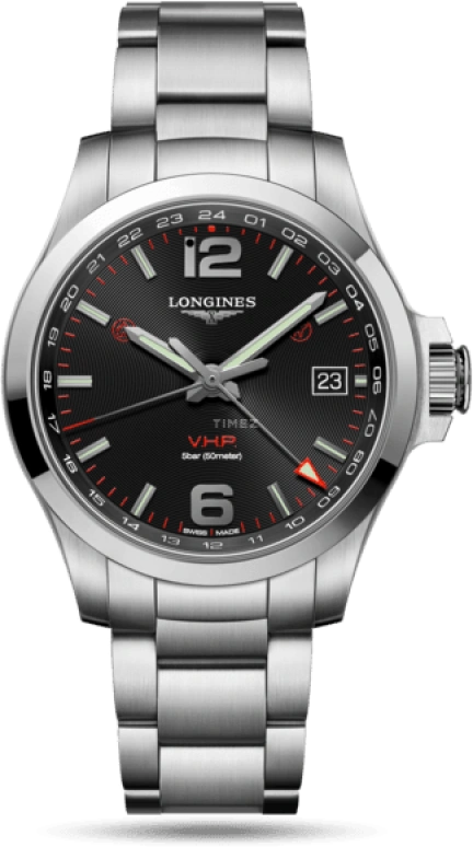 Longines,Conquest V.H.P. 41mm,41mm,Stainless Steel,Black,Quartz,Date,Connected,L3,L3.718.4.56.6