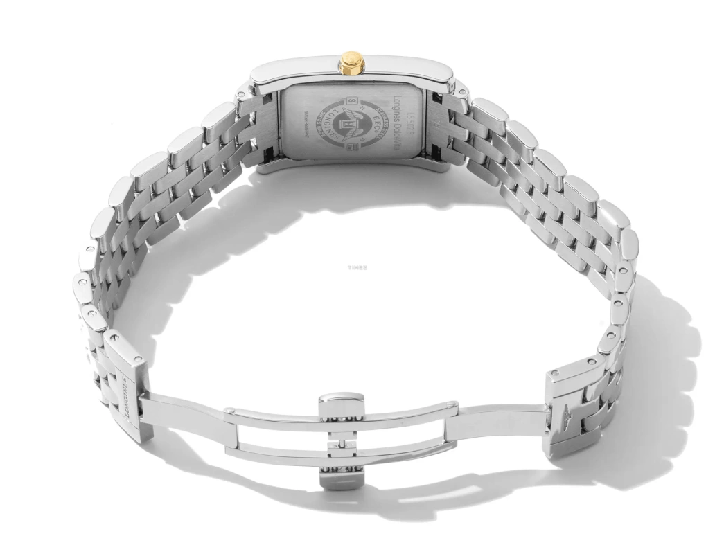 Longines,DolceVita 32x21mm,32x21mm,Yellow Gold,Stainless Steel,White,Quartz,In-house Caliber,Sapphire,Crystal Glass,L5,L5.502.5.29.6
