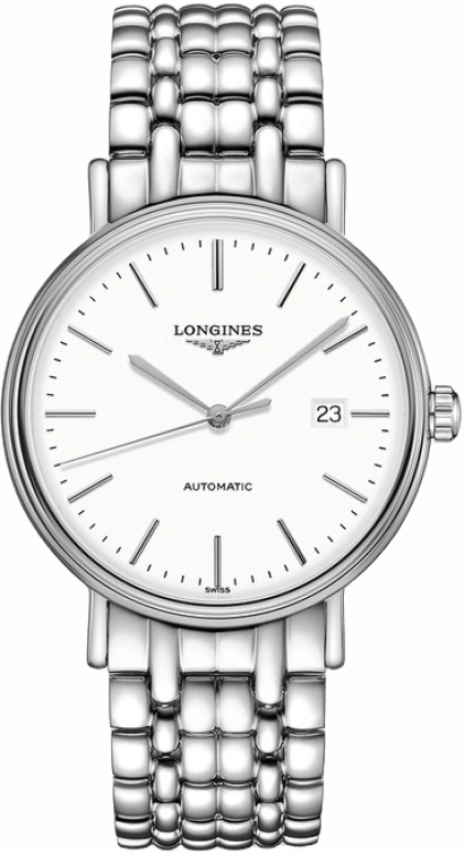 Longines,Presence 40mm,40mm,Stainless Steel,White,Automatic,Date,65hours,L4,L4.922.4.12.6