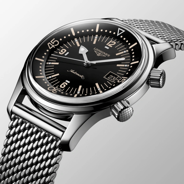 Longines,Heritage Classic 42mm,42mm,Stainless Steel,Black,Automatic,Date,65hours,L3,L3.774.4.50.6
