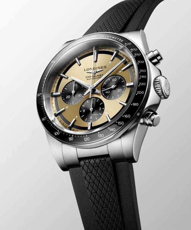 Longines,Sport 42mm,42mm,Stainless Steel,Champagne,Black,Automatic,Chronograph,Anti-magnetic,L3,L3.835.4.32.9