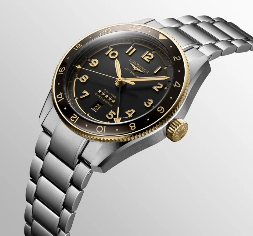Longines,Spirit 42mm,42mm,Stainless Steel,Black,Automatic,Day,Dule Time,L3,L3.812.5.53.6