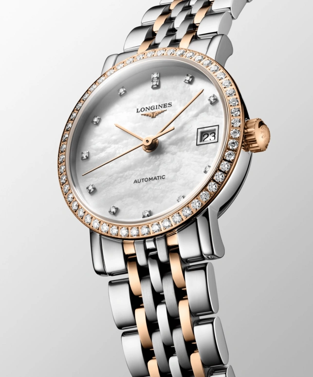 Longines,Elegant 25.50mm,25.50mm,Stainless Steel,Pink Gold,White,Automatic,Day,40hours,L4,L4.309.5.81.7