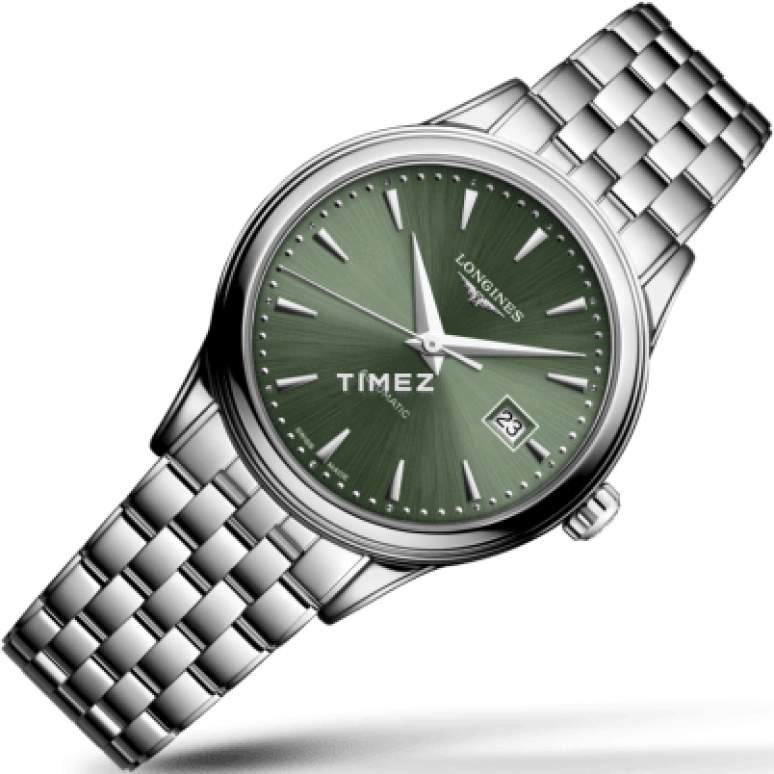 Longines,Flagship 30mm,30mm,Stainless Steel,Green,Automatic,Day,45hours,L4,L4.374.4.02.6