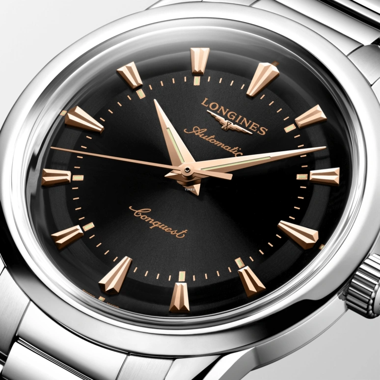 Longines,Conquest Heritage 38mm,38mm,Stainless Steel,Black,Automatic,Anti-magnetic,72hours,L1,L1.649.4.52.6