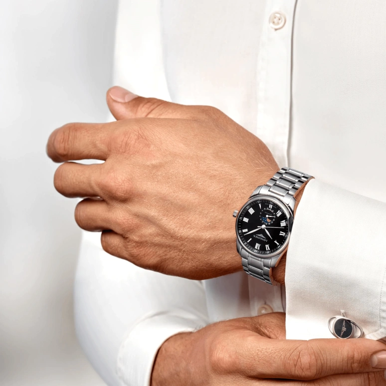 Longines,Master 40mm,40mm,Stainless Steel,Black,Automatic,Moonphase,Day,L2,L2.909.4.51.6