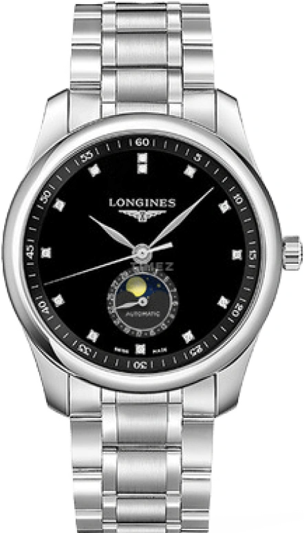 Longines,Master 40mm,40mm,Stainless Steel,Black,Automatic,Moonphase,Day,L2,L2.909.4.57.6