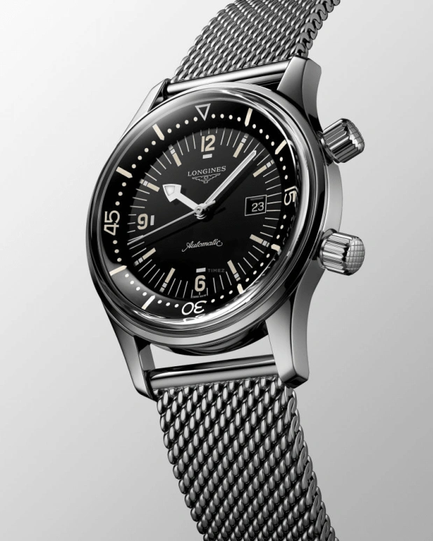 Longines,Heritage Classic 36mm,36mm,Stainless Steel,Black,Automatic,Date,40hours,L3,L3.374.4.50.6