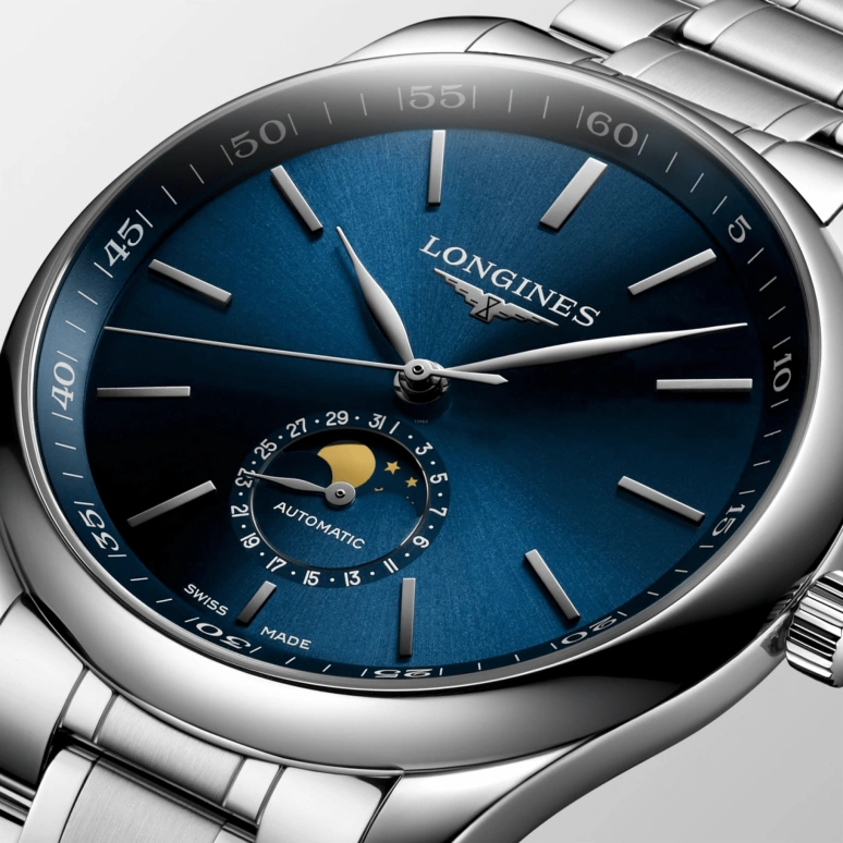 Longines,Master 42mm,42mm,Stainless Steel,Blue,Automatic,Moonphase,Date,L2,L2.919.4.92.6
