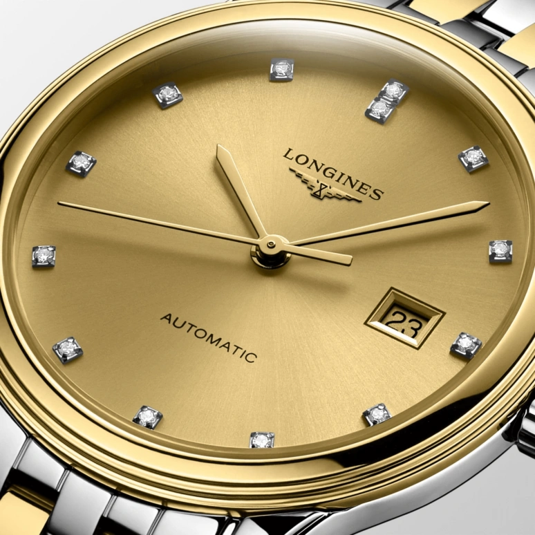 Longines,Flagship 30mm,30mm,Stainless Steel,Champagne,Automatic,Date,40hours,L4,L4.374.3.37.7