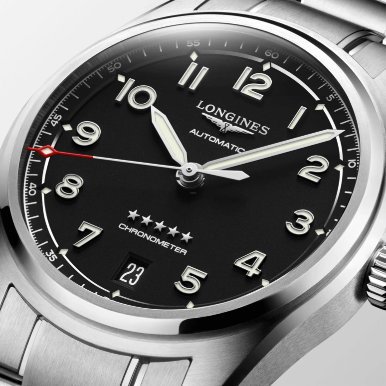Longines,Spirit 37mm,37mm,Stainless Steel,Black,Automatic,Date,64hours,L3,L3.410.4.53.6