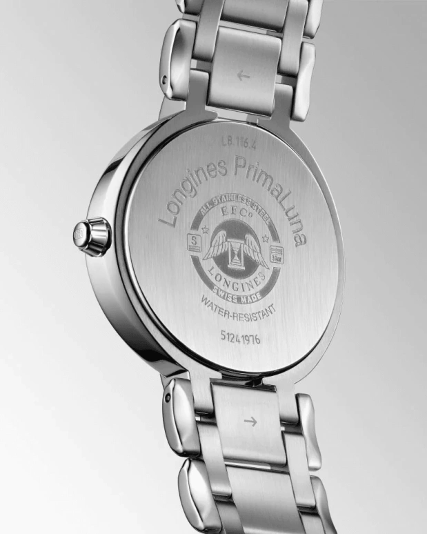 Longines,PrimaLuna 34mm,34mm,Stainless Steel,White,Quartz,Moonphase,Date,L8,L8.116.4.87.6