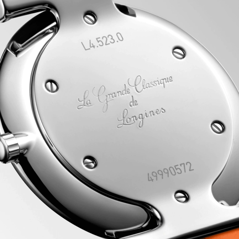 Longines,La Grande Classique 29mm,29mm,Stainless Steel,Orange,Quartz,Perpetual Calendar,In-house Caliber,L4,L4.523.0.92.2