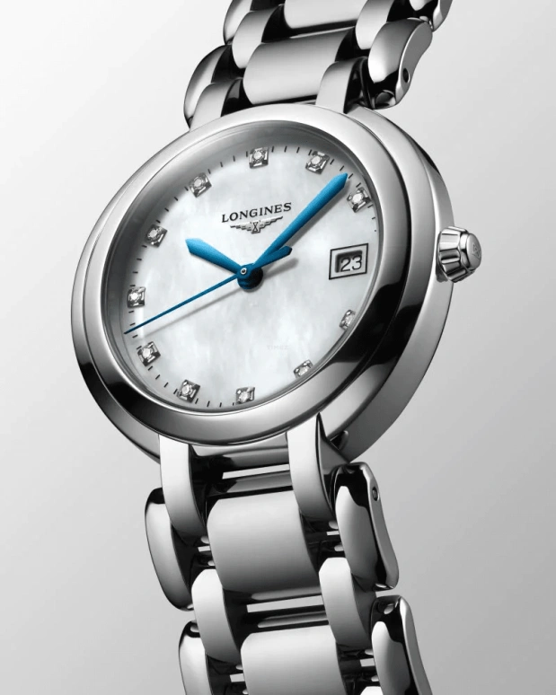 Longines,PrimaLuna 30mm,30mm,Stainless Steel,White,Quartz,Date,26280hours,L8,L8.112.4.87.6