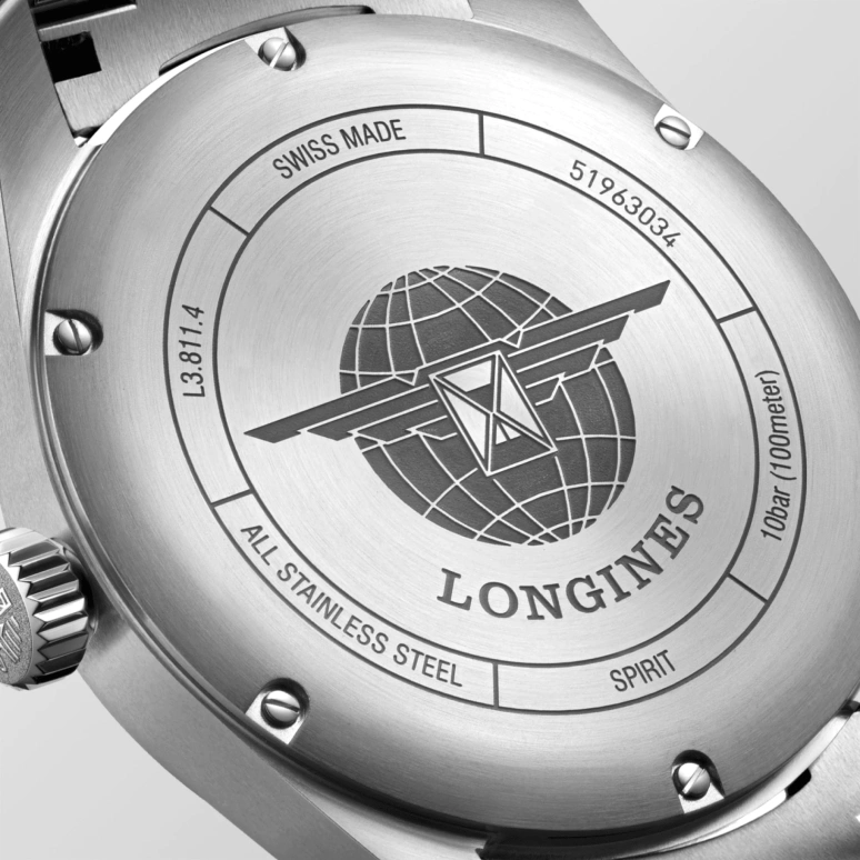 Longines,Spirit 42mm,42mm,Stainless Steel,Black,Automatic,Date,64hours,L3,L3.811.4.53.6