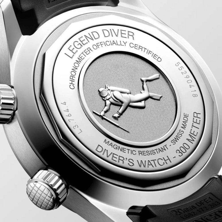 Longines,Legend Diver 39mm,39mm,Stainless Steel,Black,Automatic,Anti-magnetic,72hours,L3,L3.764.4.50.9
